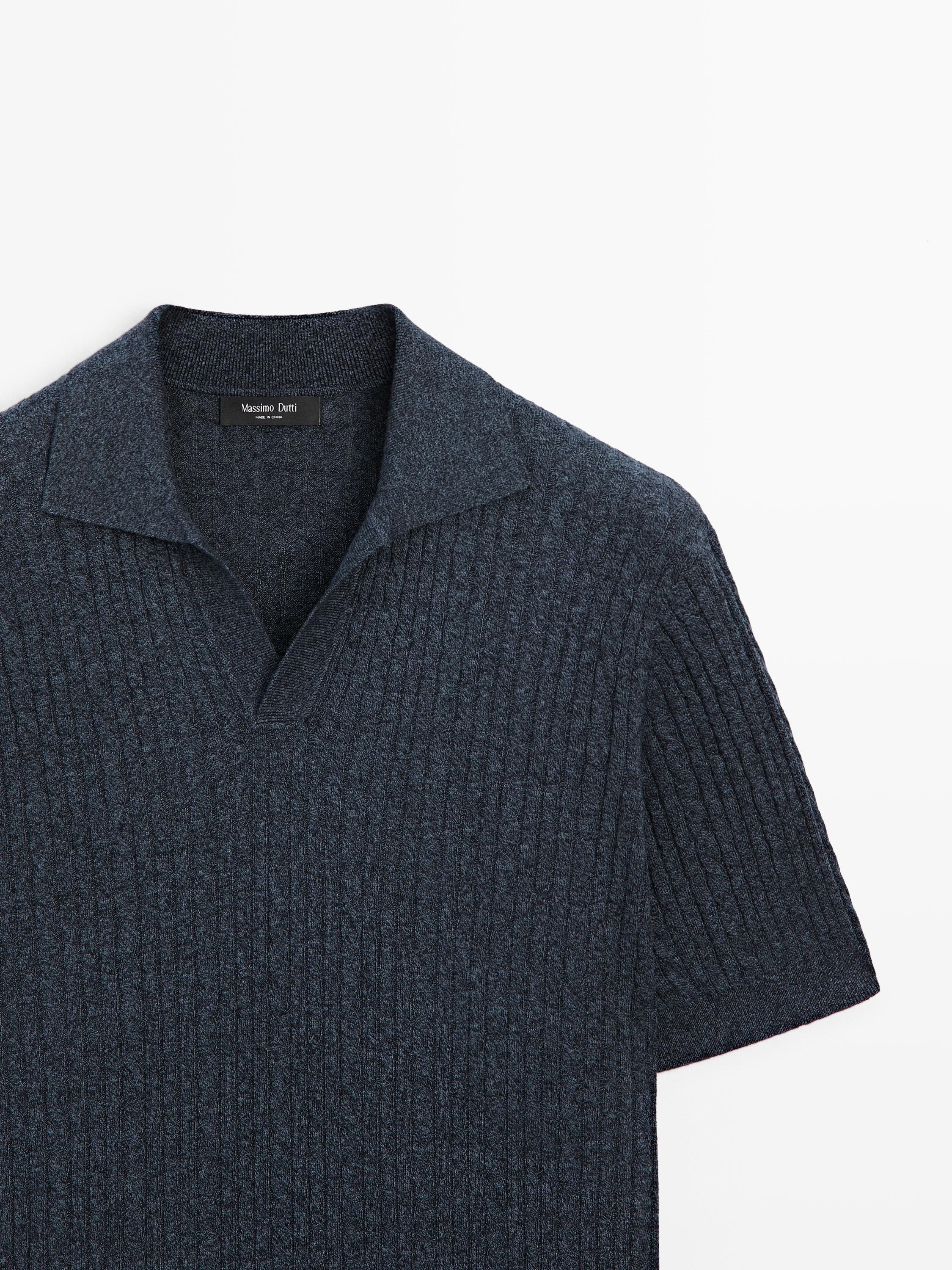 Polo en maille à manches courtes détail tressé
